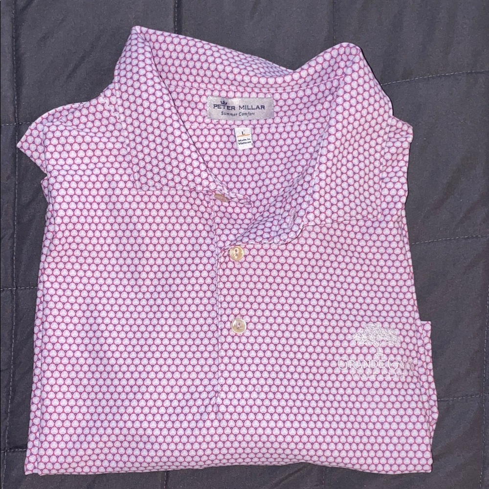 Peter Millar Pink Dot-Pattern Polo - Summer Comfort